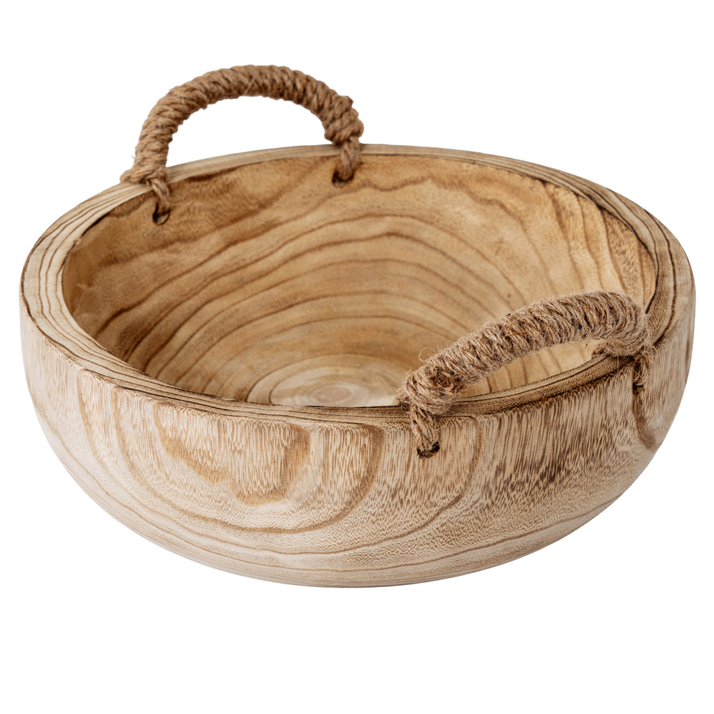 Apperley Deep Wooden Bowl with Rope Handles