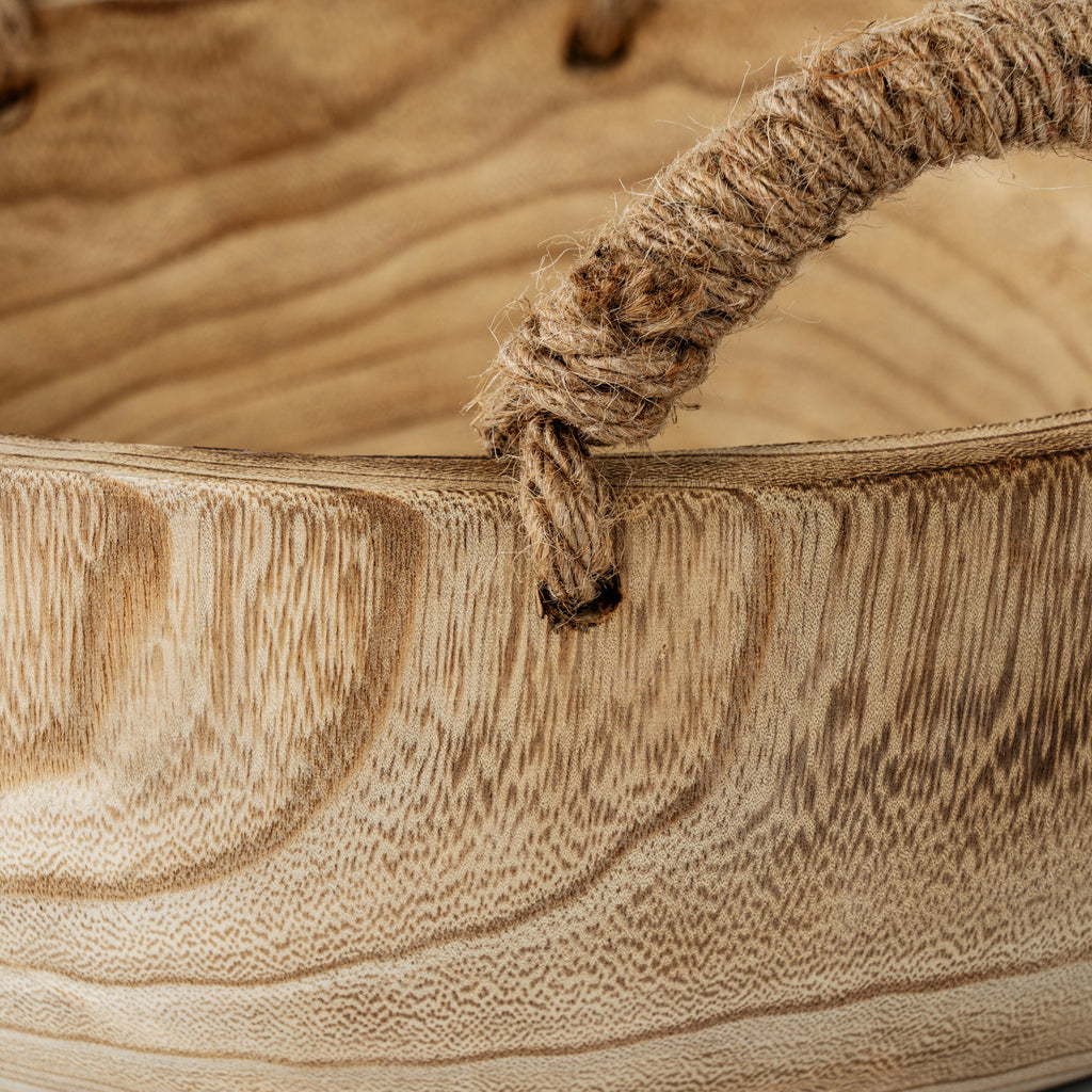 Apperley Deep Wooden Bowl with Rope Handles
