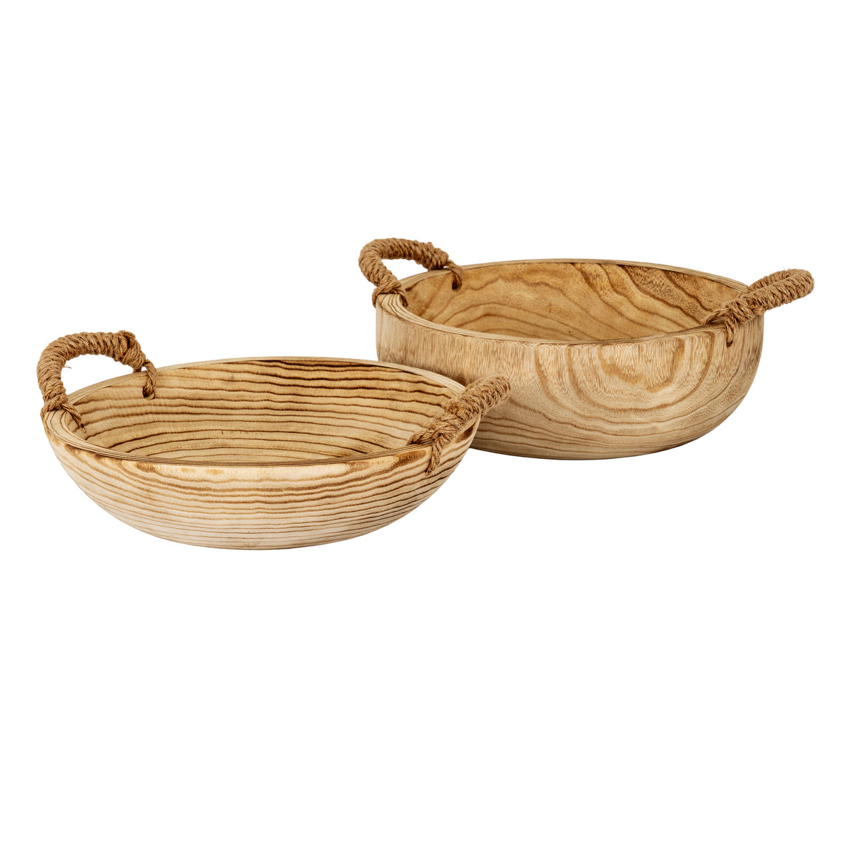 Apperley Deep Wooden Bowl with Rope Handles