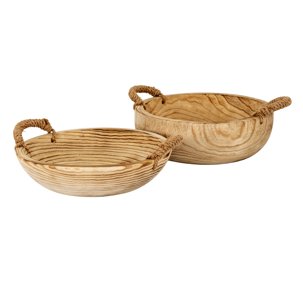 Mickley Wooden Bowl with Rope Handles