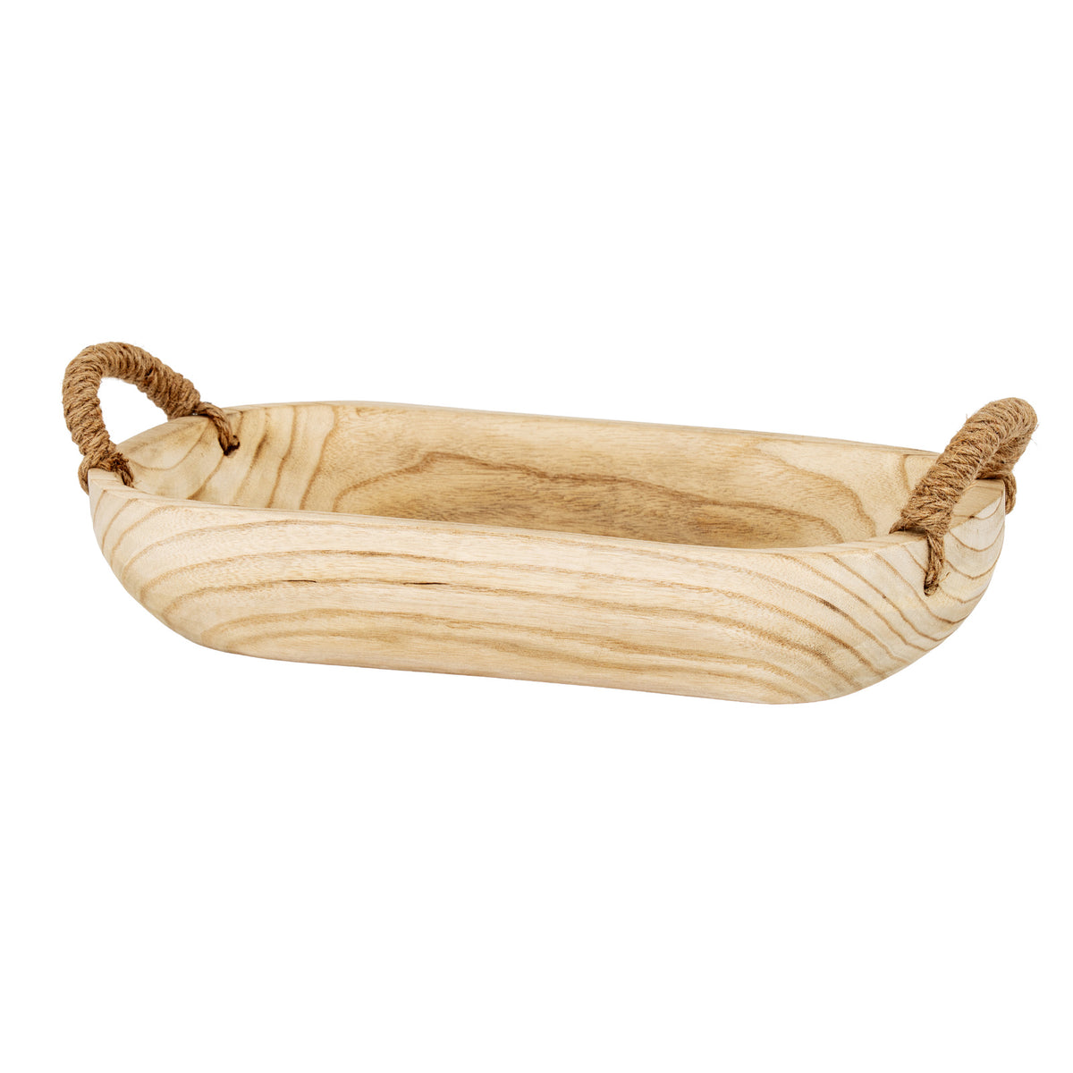 Crawcrook Set of 2 Deep Wooden Trays with Rope Handles
