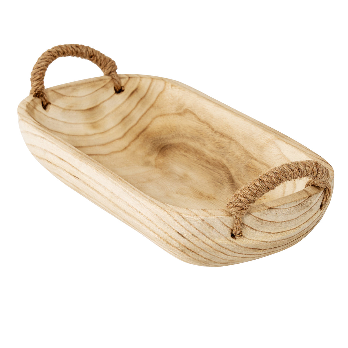 Crawcrook Set of 2 Deep Wooden Trays with Rope Handles