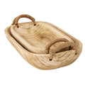 Crawcrook Set of 2 Deep Wooden Trays with Rope Handles