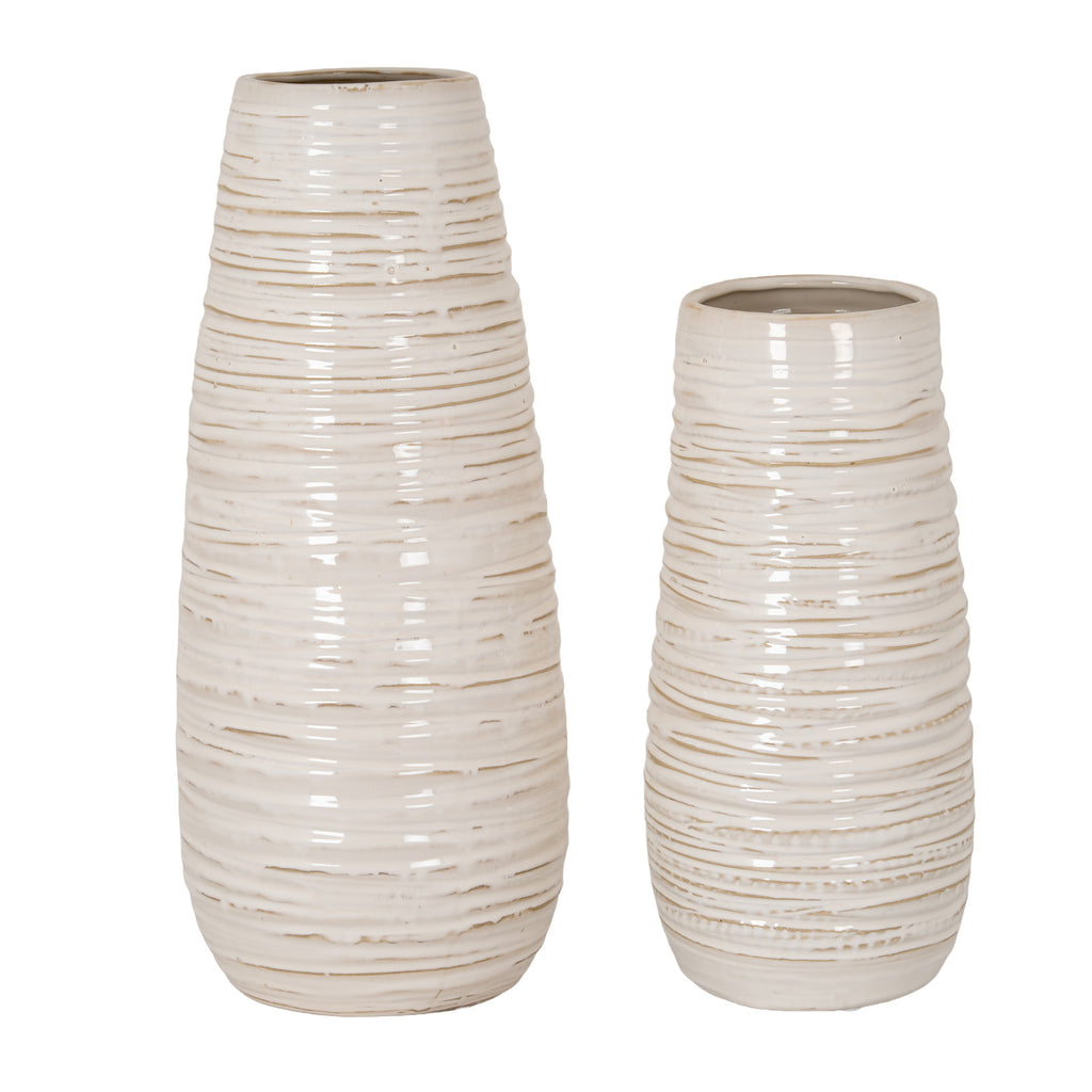 Staward Medium Ribbed Ceramic Column Vase