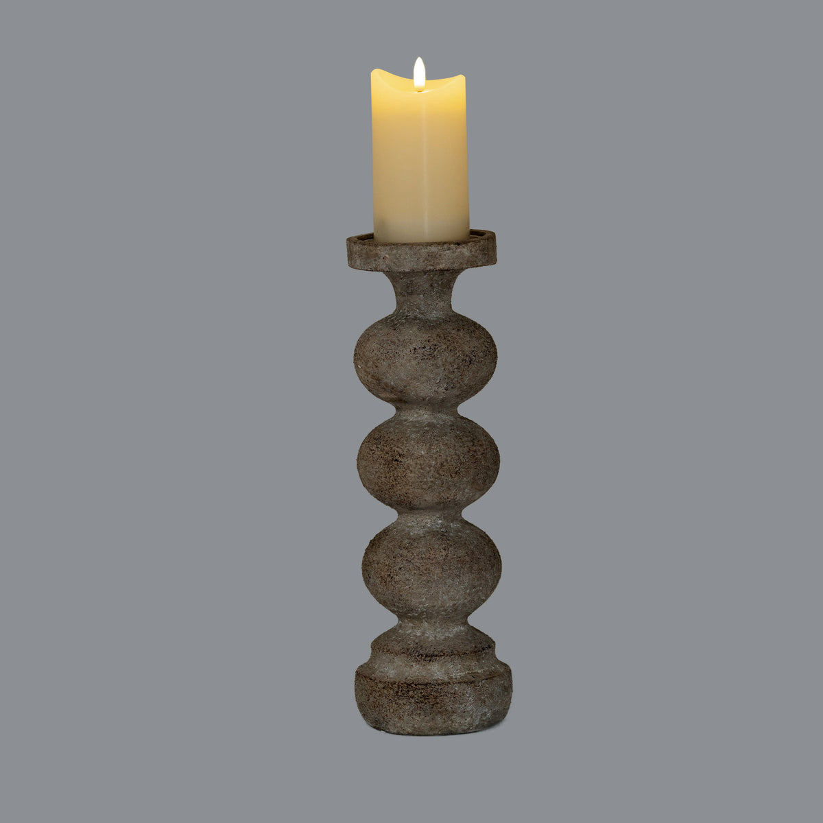 Thornley Medium Grey Ceramic Candlestick