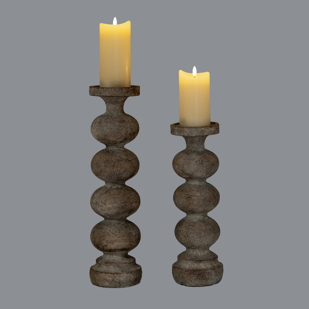 Baybridge Large Grey Ceramic Candlestick