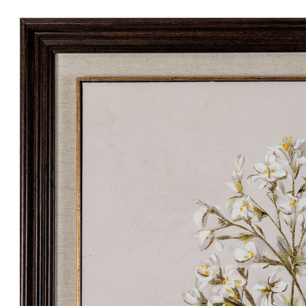 Brunton White Wildflower Framed Art On Linen