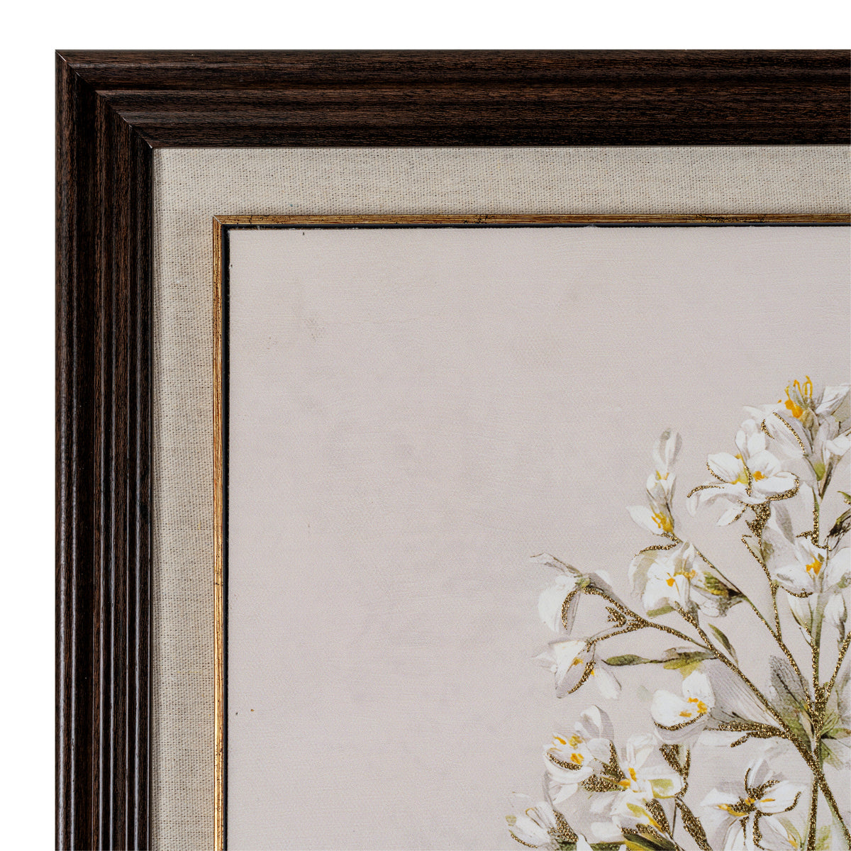 Brunton White Wildflower Framed Art On Linen