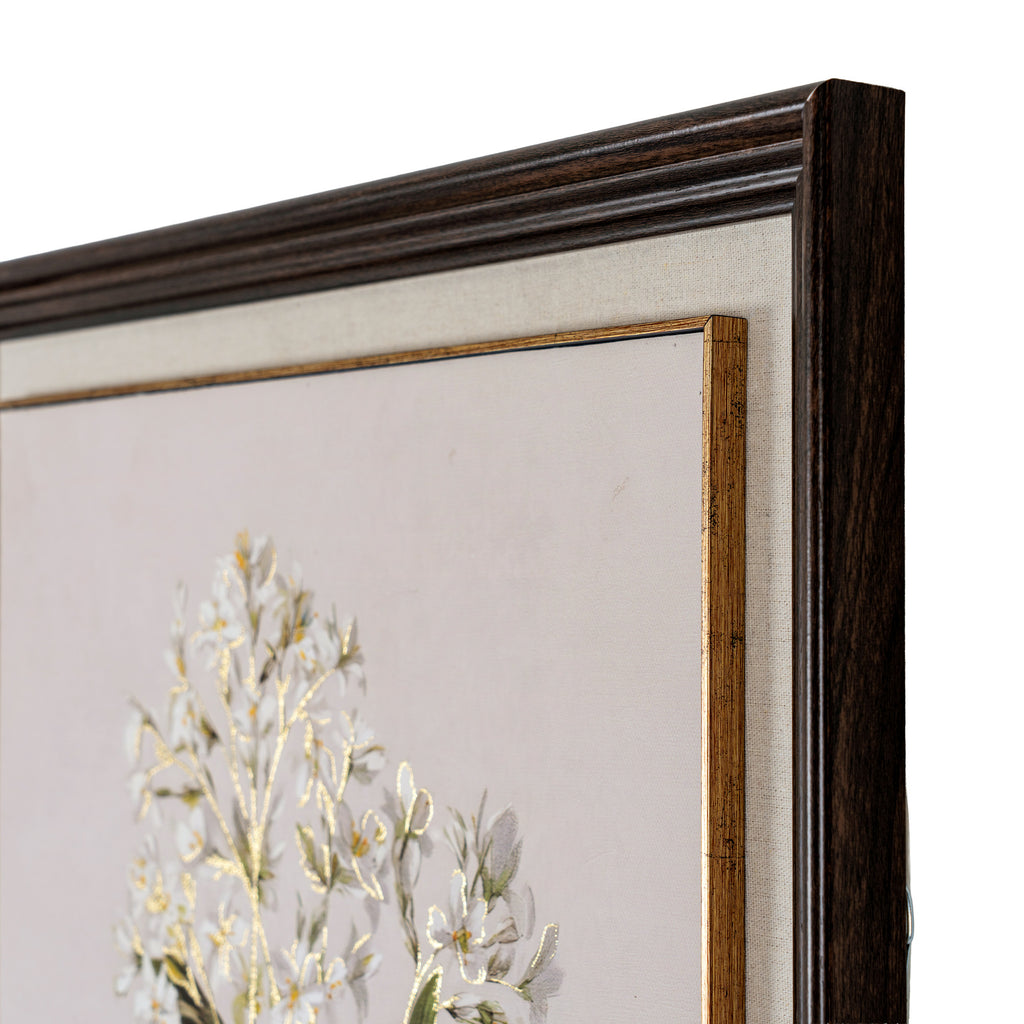 Brunton White Wildflower Framed Art On Linen