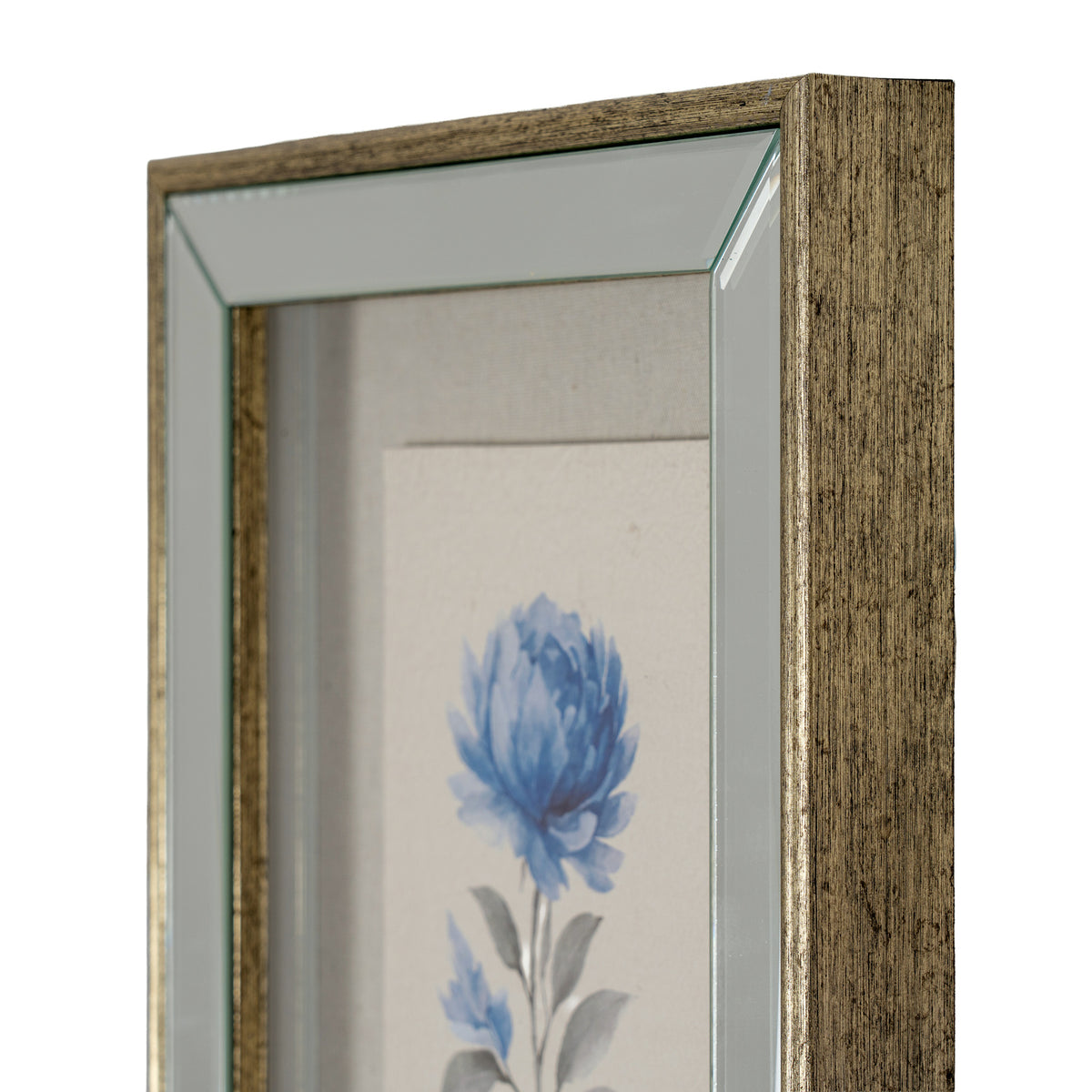 Butteryhaugh Textured Paper Rose In Mirrored Frame