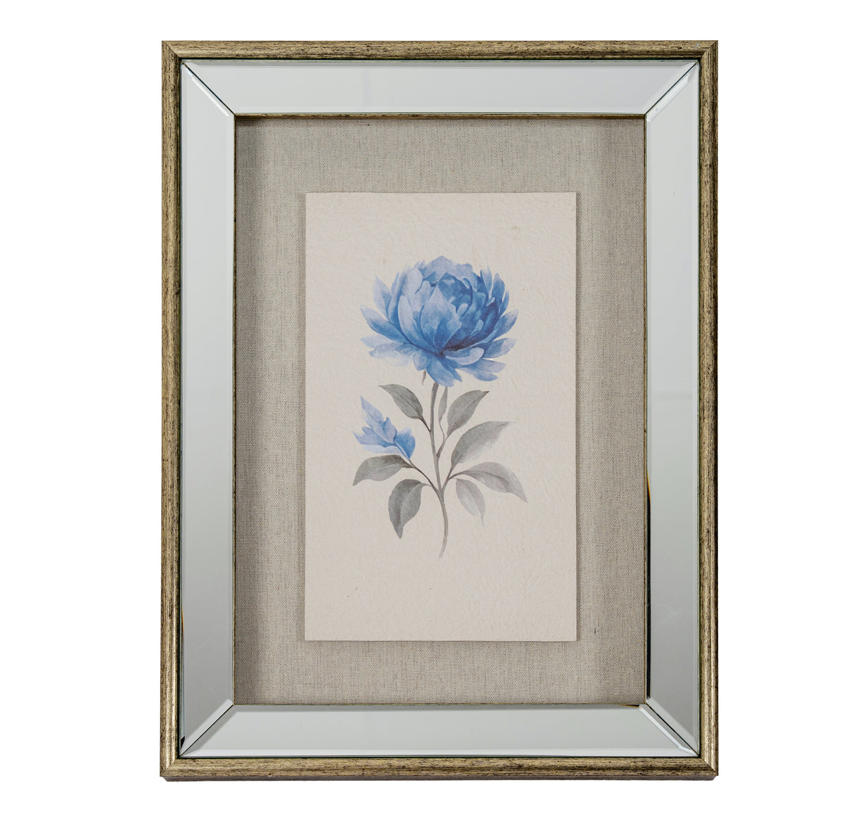 Butteryhaugh Textured Paper Rose In Mirrored Frame