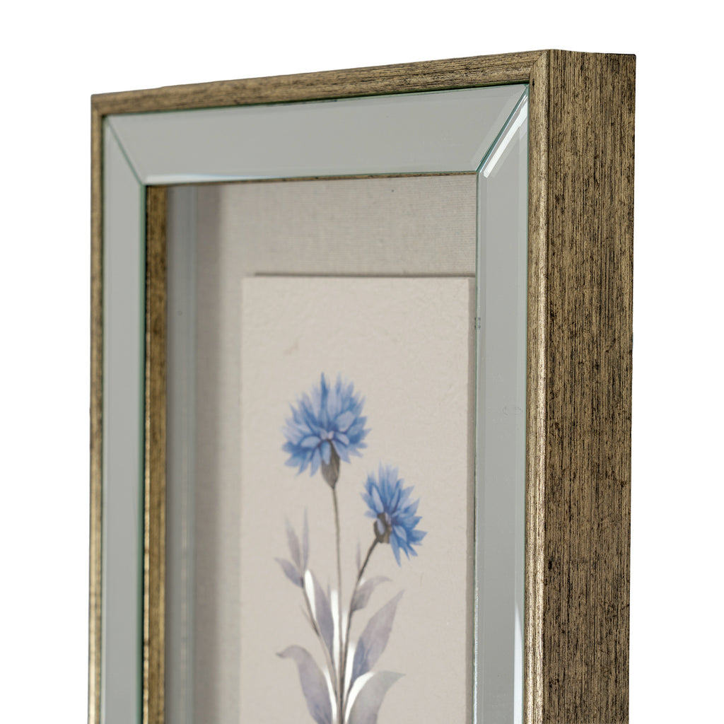 Byrness Textured Paper Cornflower In Mirrored Frame