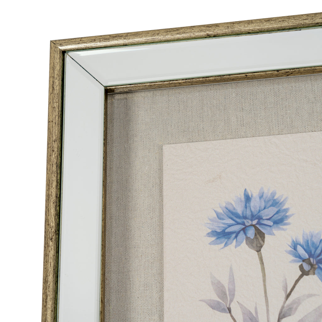 Byrness Textured Paper Cornflower In Mirrored Frame