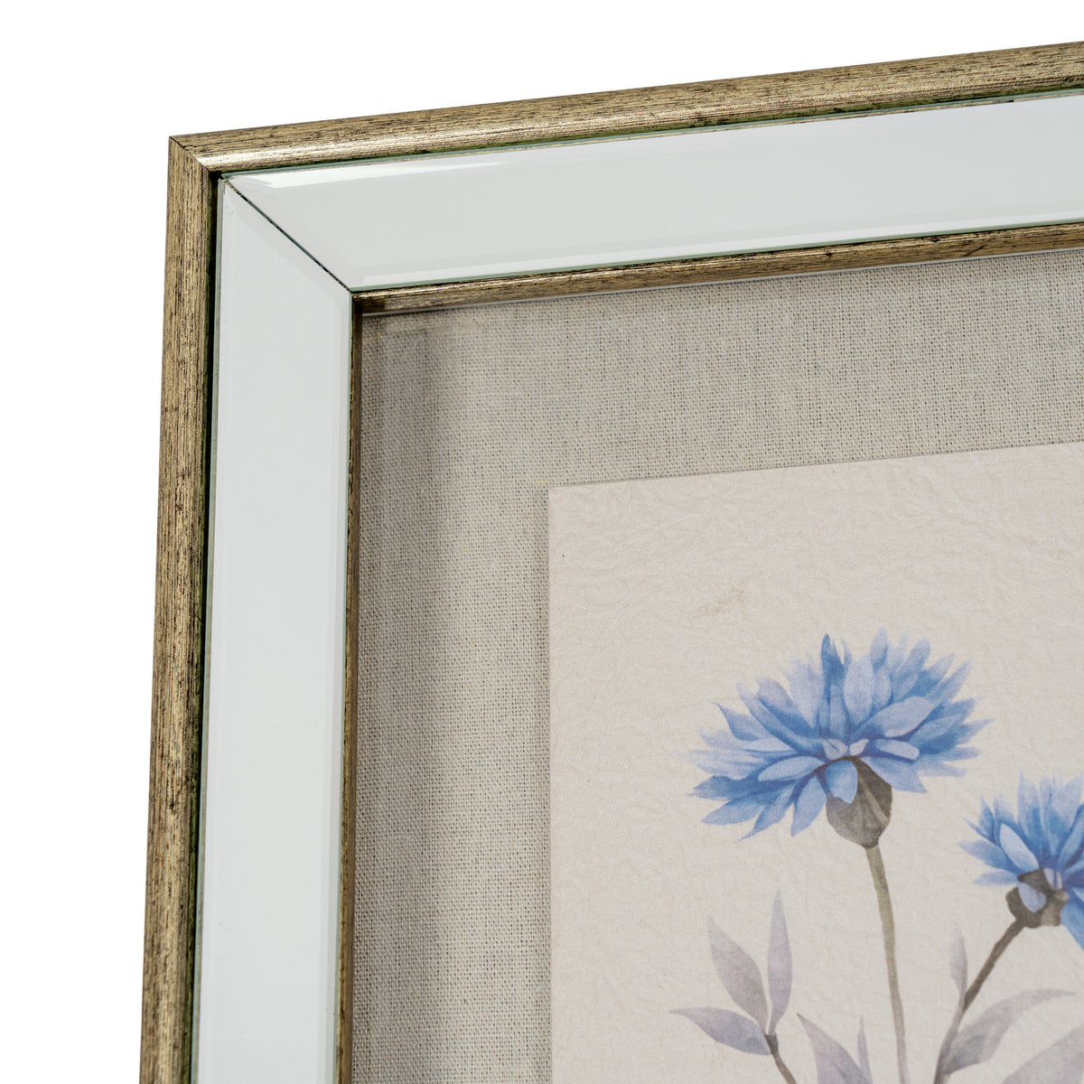 Byrness Textured Paper Cornflower In Mirrored Frame