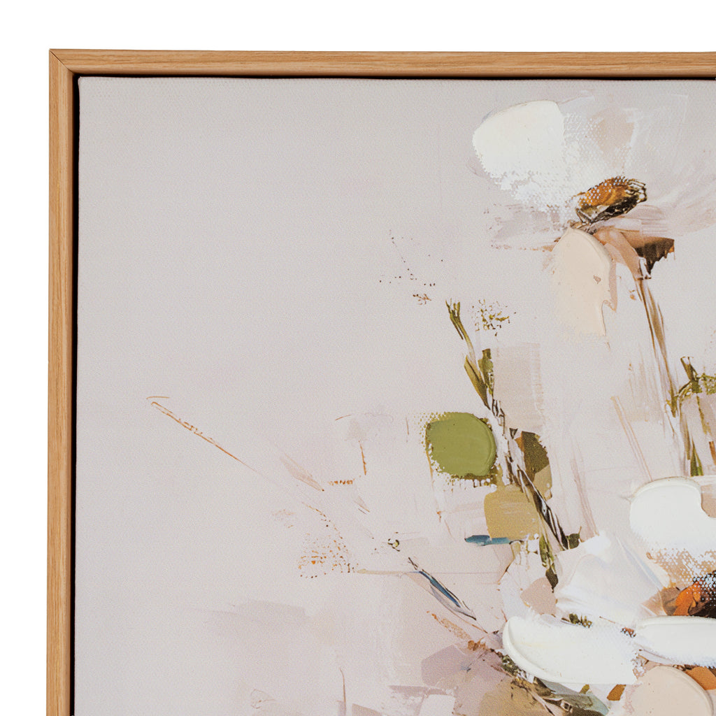 Still Life Cosmos Hand Painted Canvas in Frame