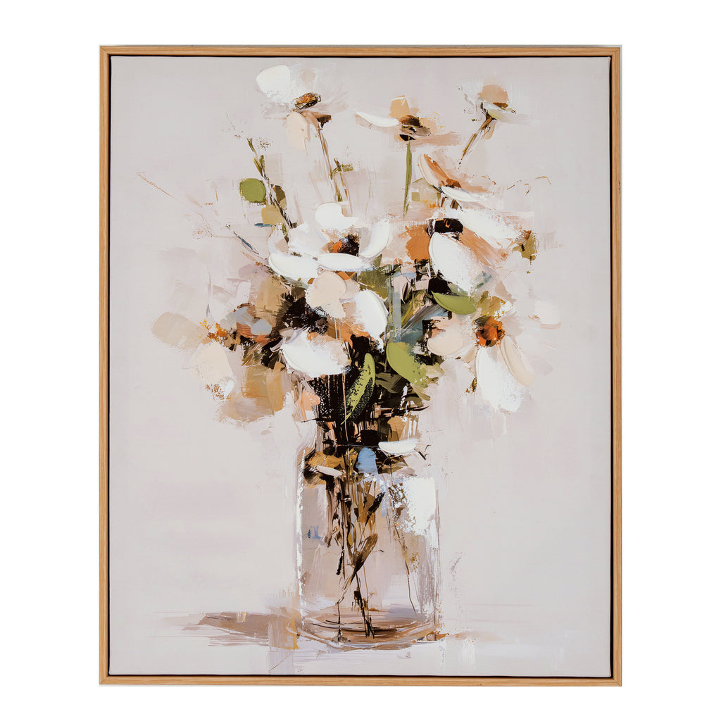 Still Life Cosmos Hand Painted Canvas in Frame