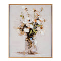Still Life Cosmos Hand Painted Canvas in Frame