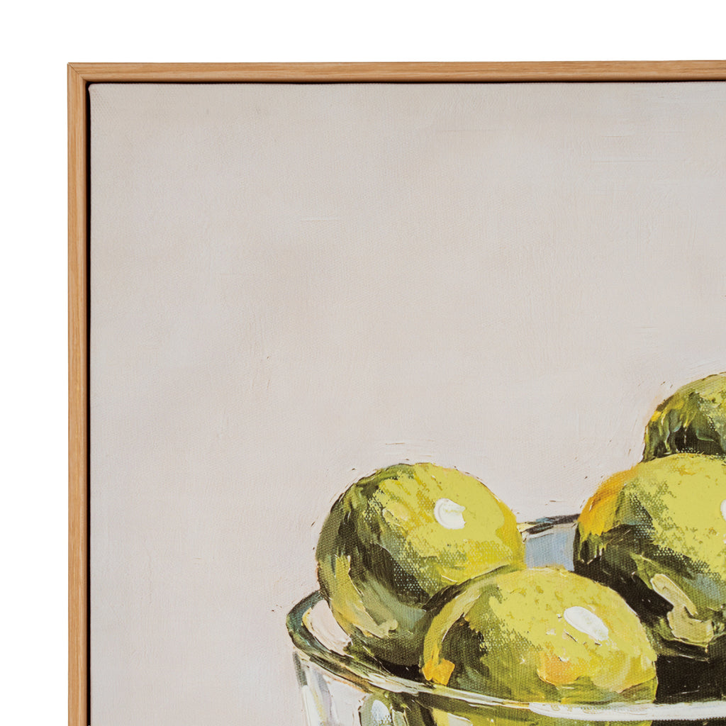 Still Life Limes Hand Painted Canvas in Frame