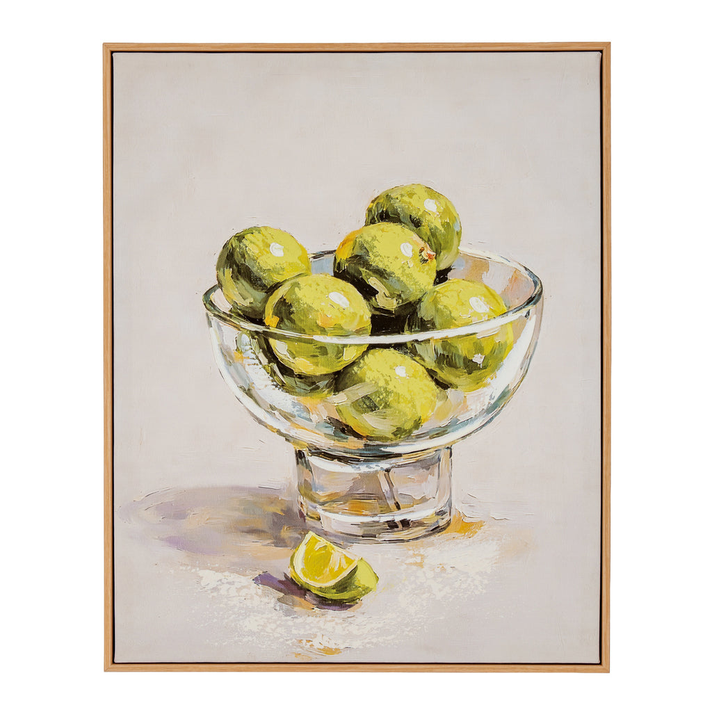 Still Life Limes Hand Painted Canvas in Frame