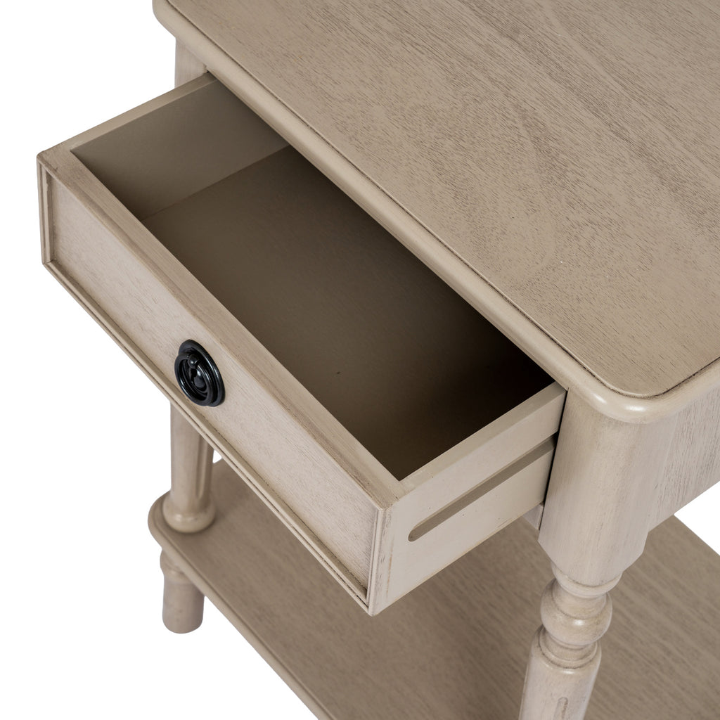 Bewick Wooden Side Table with Drawer and Shelf