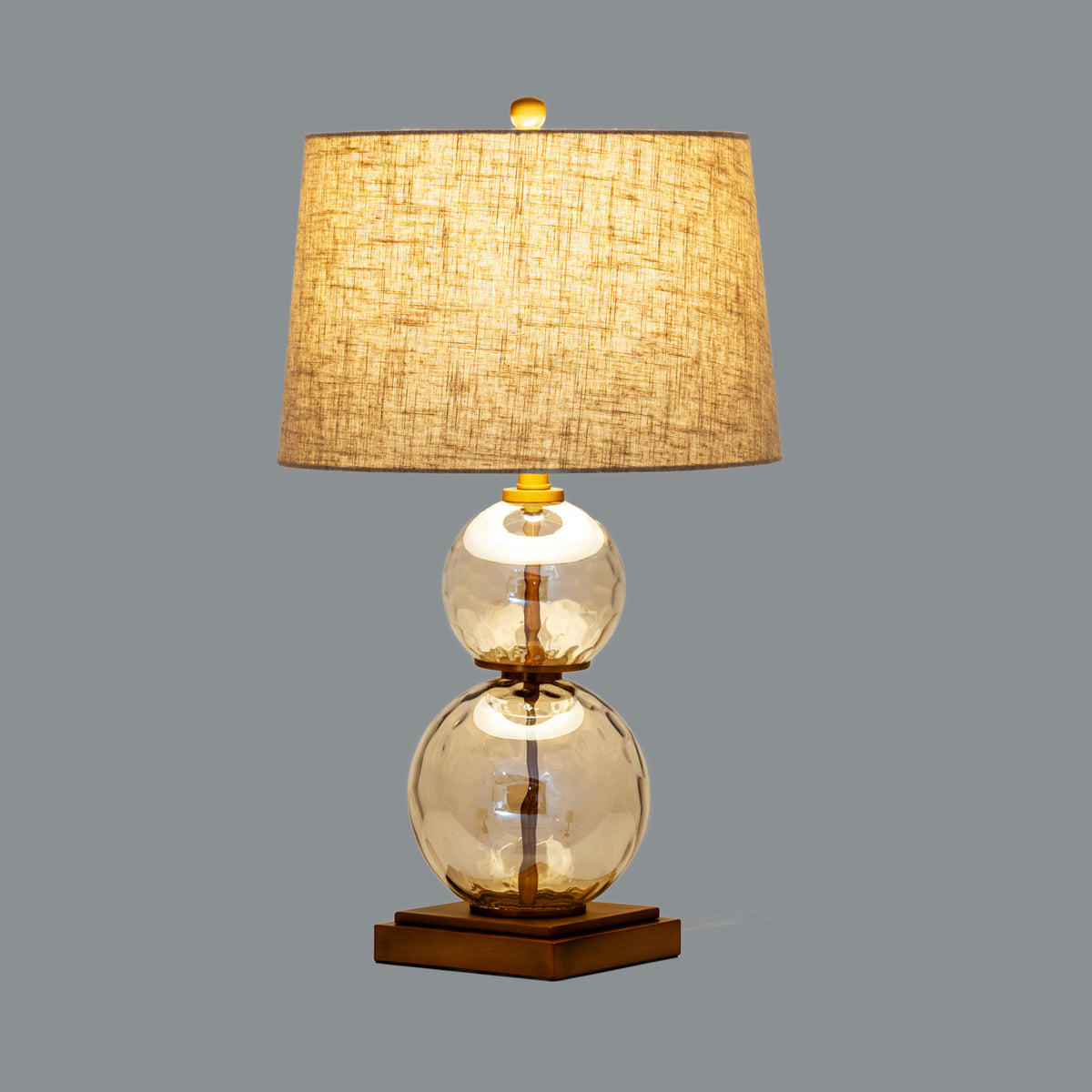Yarrow Glass And Gold Table Lamp With Linen Shade