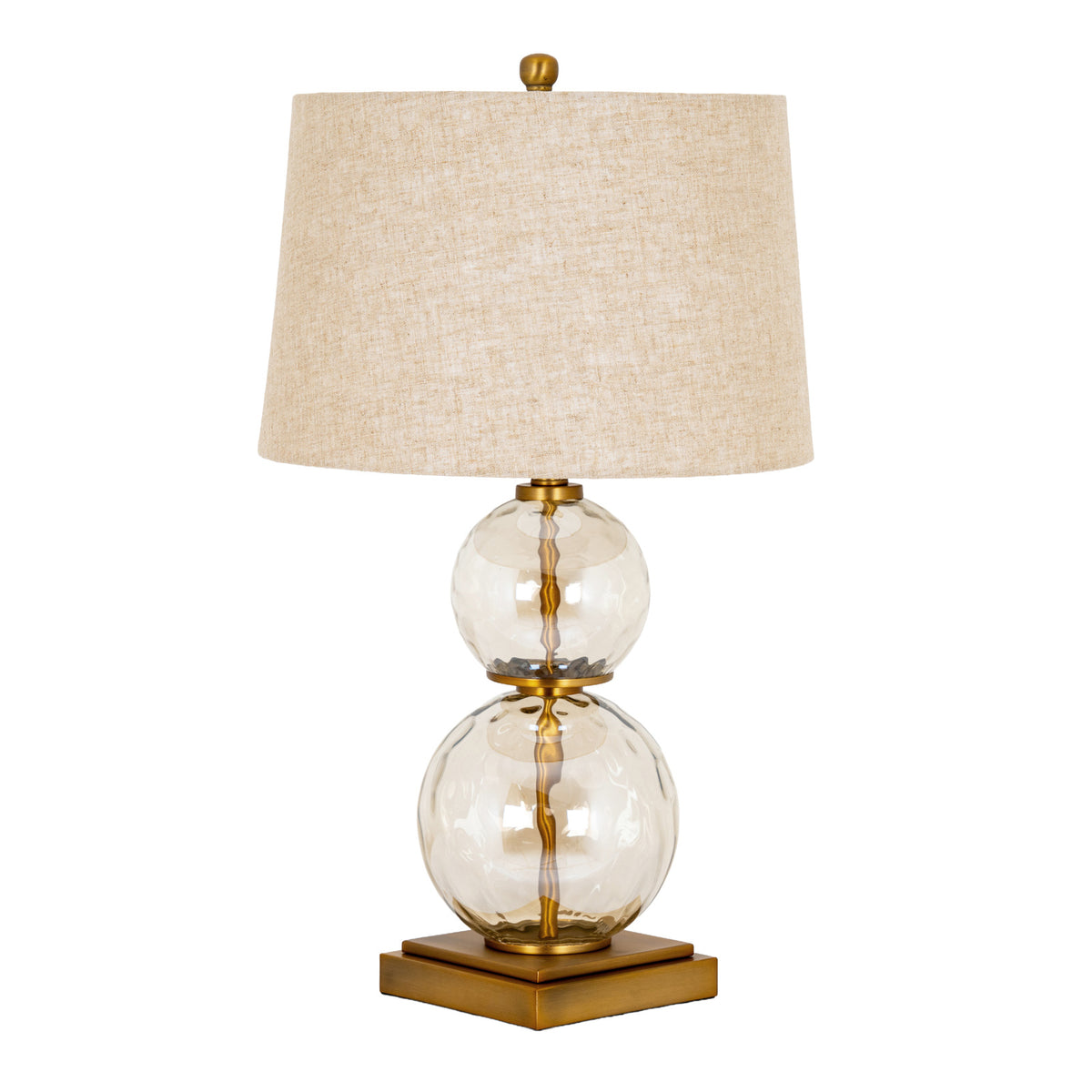 Yarrow Glass And Gold Table Lamp With Linen Shade