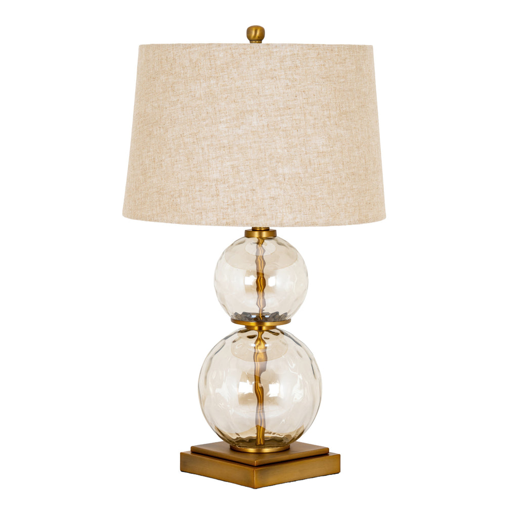 Yarrow Glass And Gold Table Lamp With Linen Shade