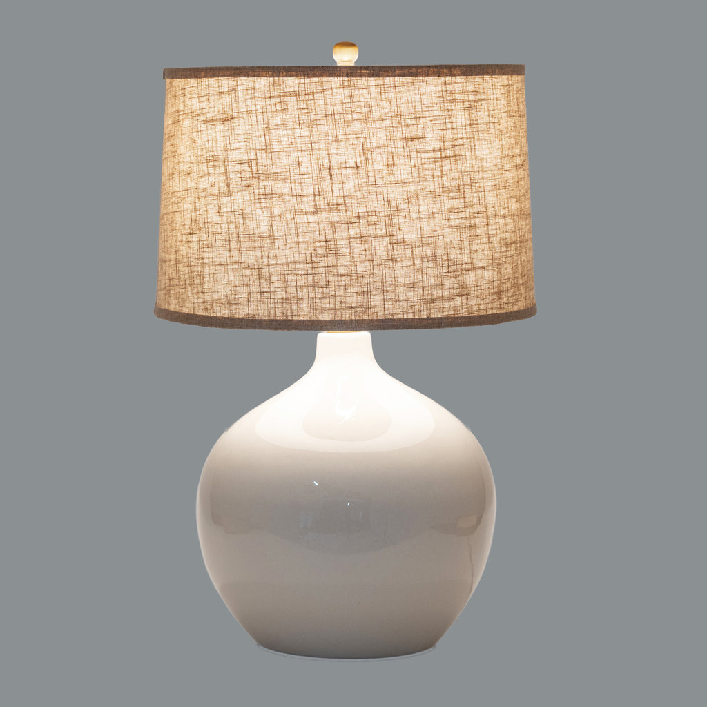 Etal White Ceramic Table Lamp With Linen Shade
