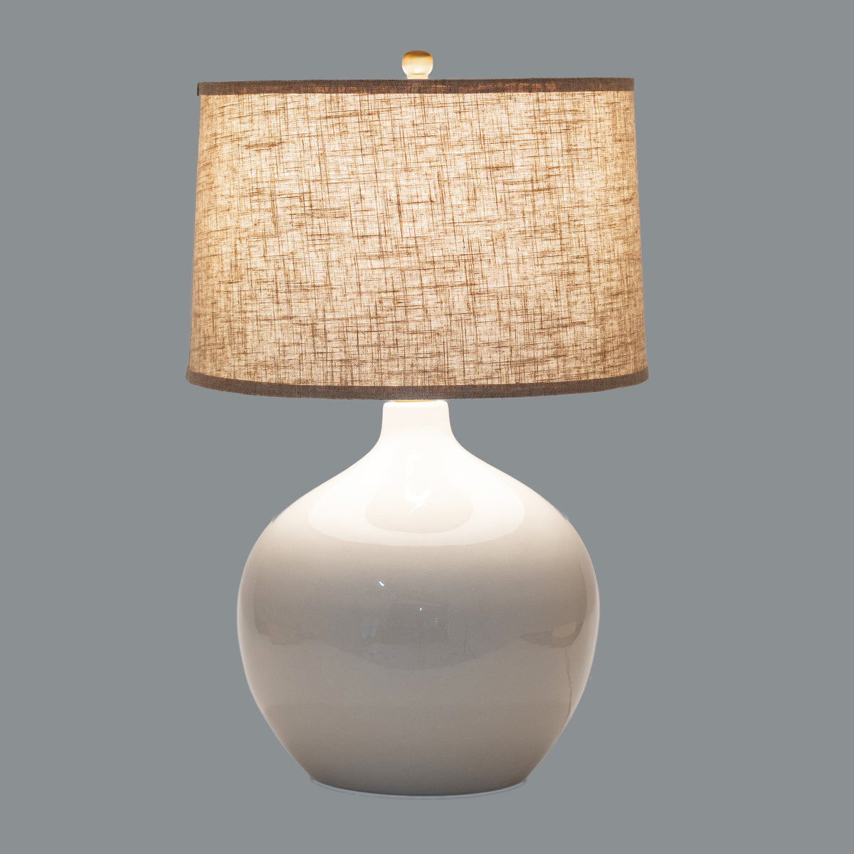 Etal White Ceramic Table Lamp With Linen Shade