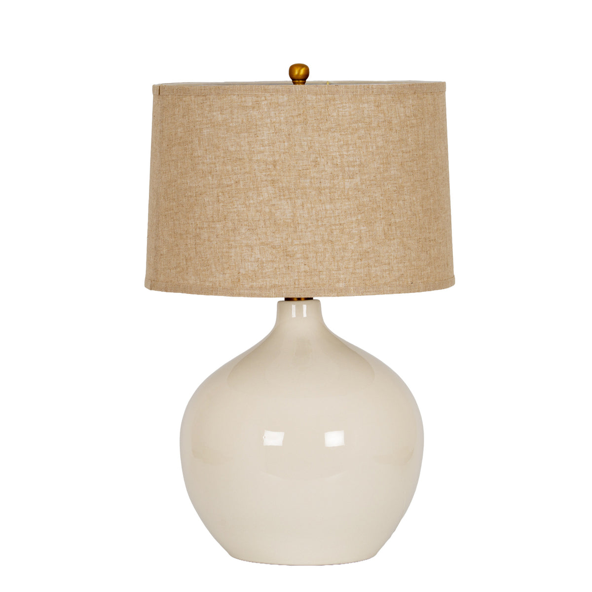 Etal White Ceramic Table Lamp With Linen Shade