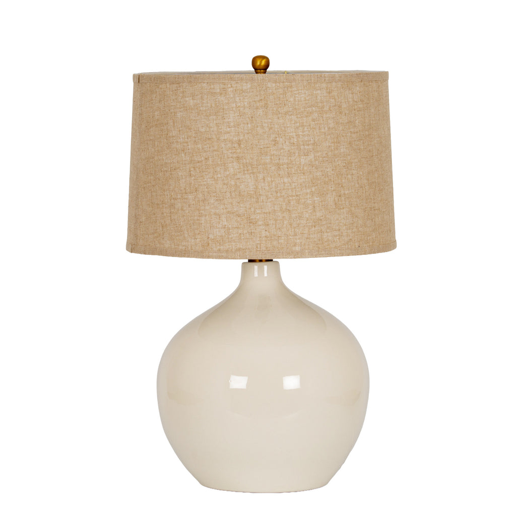 Etal White Ceramic Table Lamp With Linen Shade