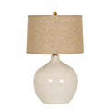 Etal White Ceramic Table Lamp With Linen Shade