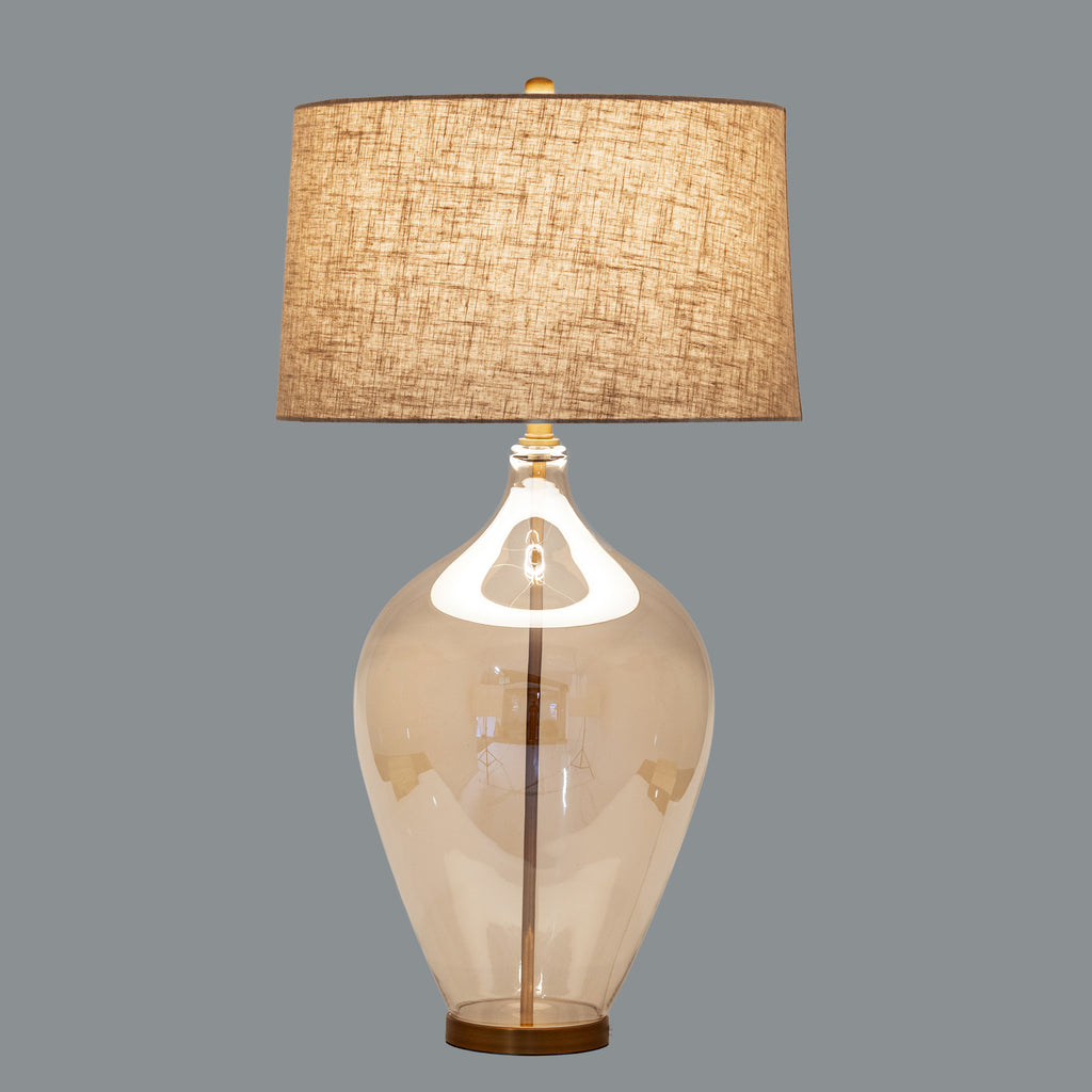 Craster Glass Table Lamp With Linen Shade