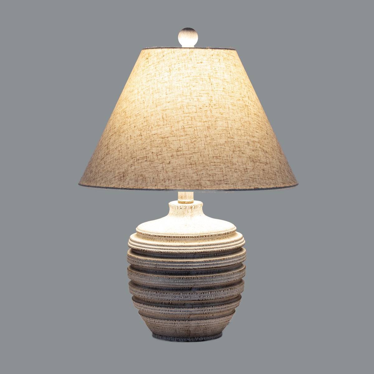 Norham White Table Lamp With Linen Shade