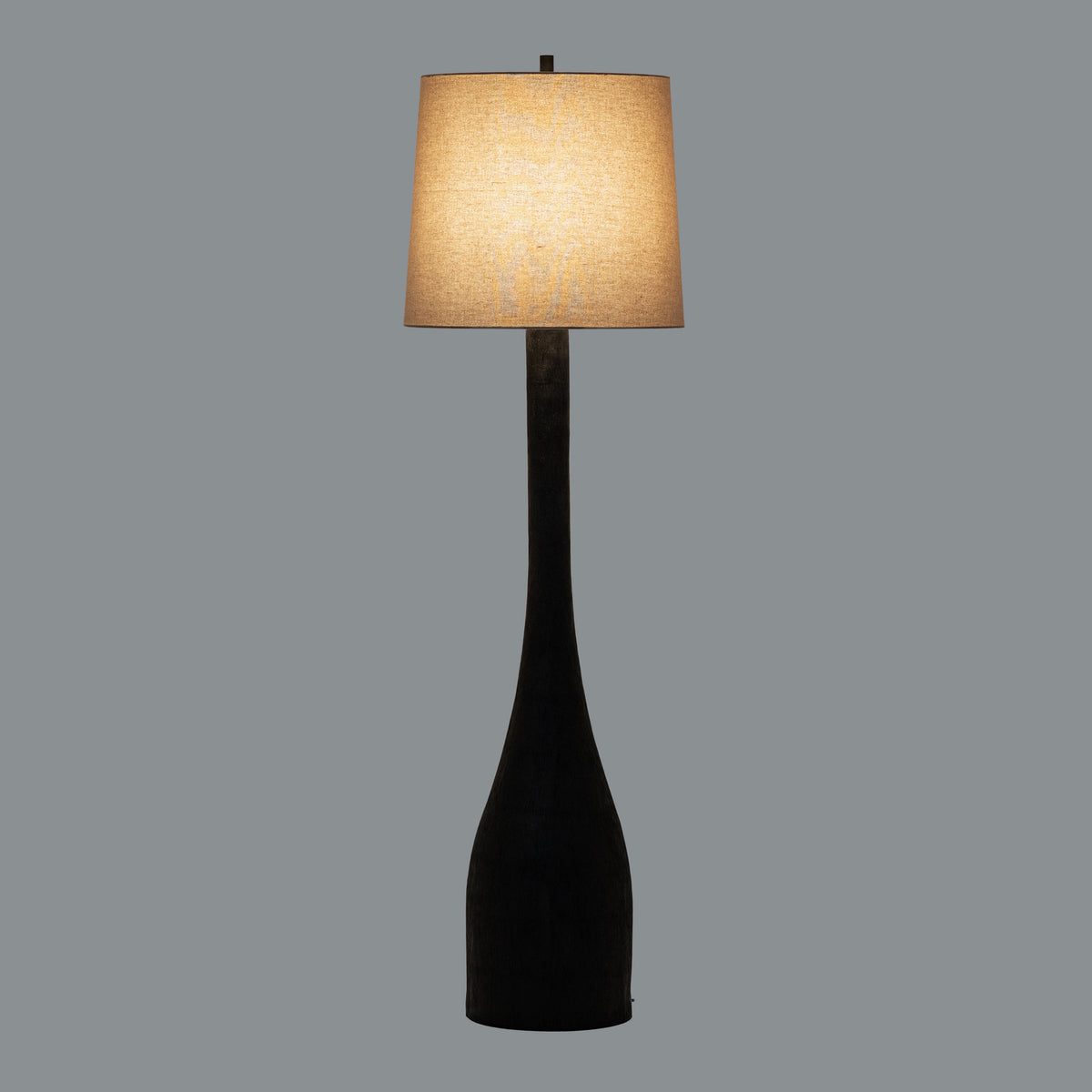 Elsdon Black Floor Lamp With Grey Linen Shade