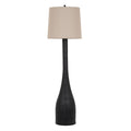 Elsdon Black Floor Lamp With Grey Linen Shade