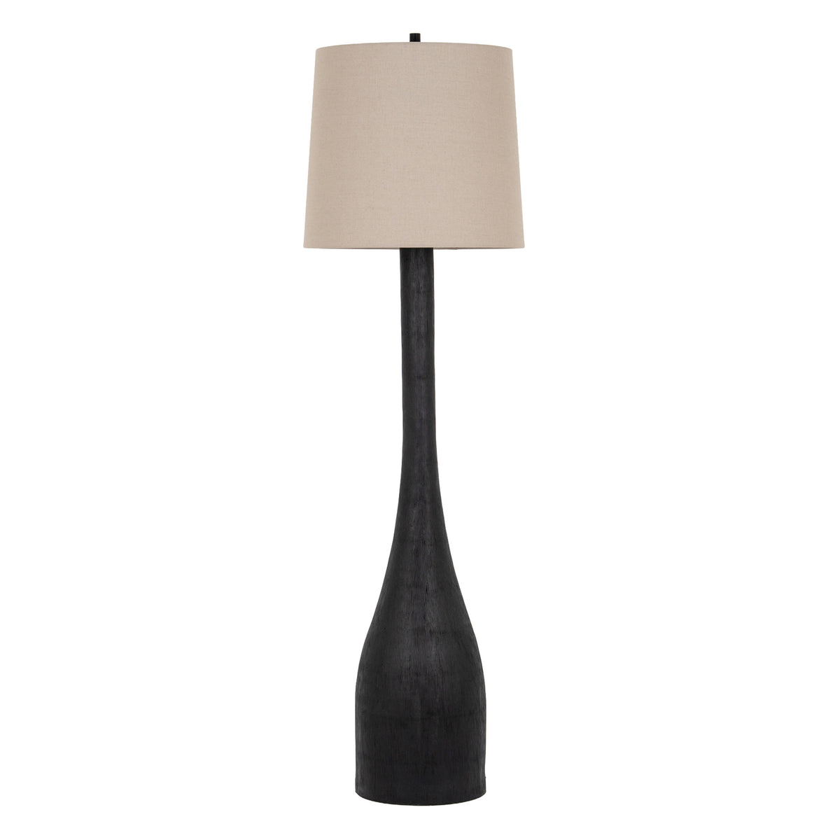 Elsdon Black Floor Lamp With Grey Linen Shade
