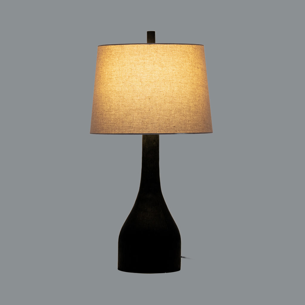 Cambo Black Table Lamp With Grey Linen Shade