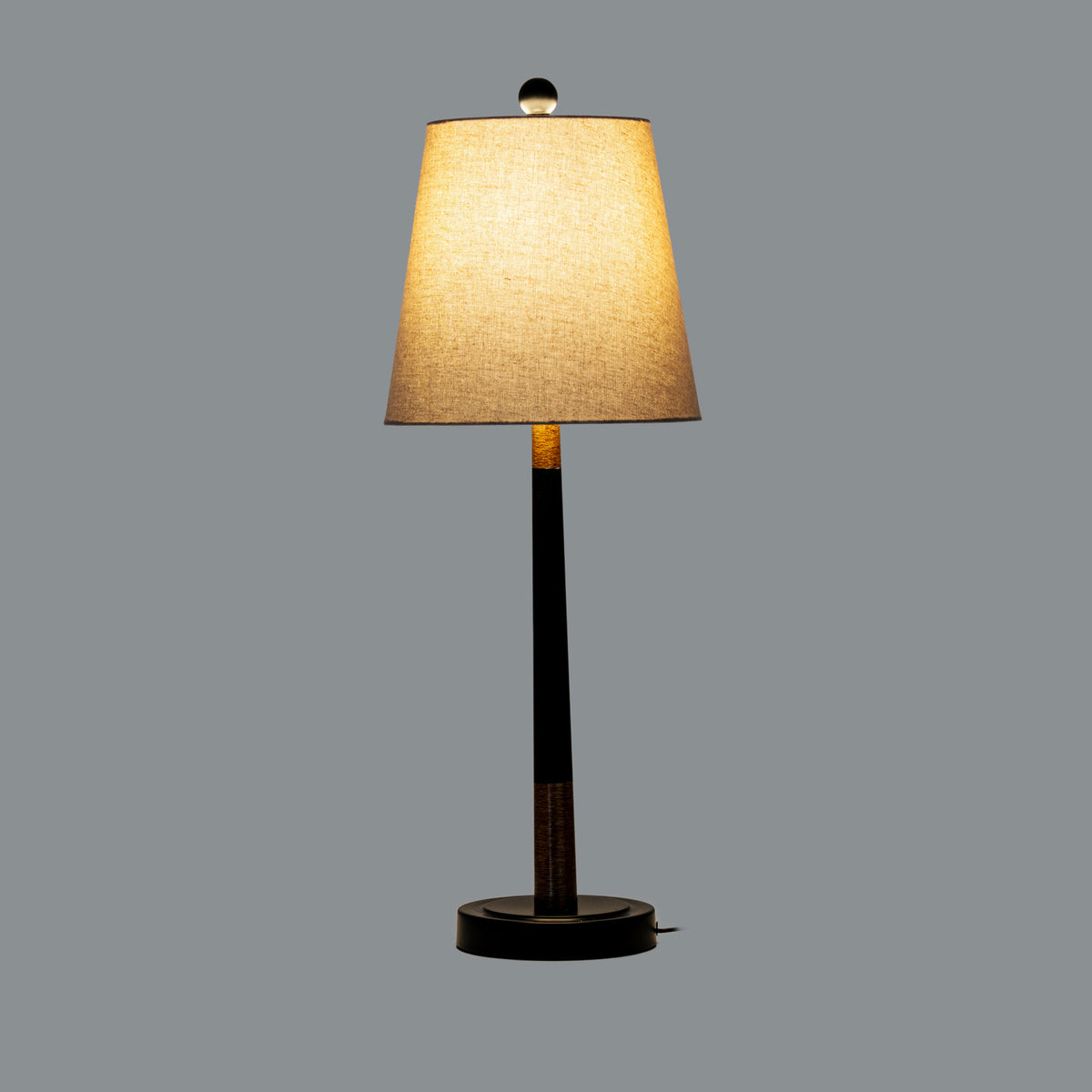Wallington Black And Gold Table Lamp With Grey Shade