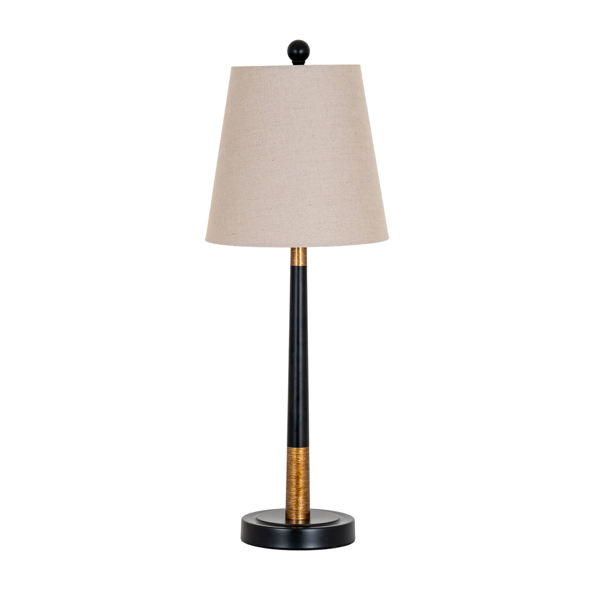 Wallington Black And Gold Table Lamp With Grey Shade