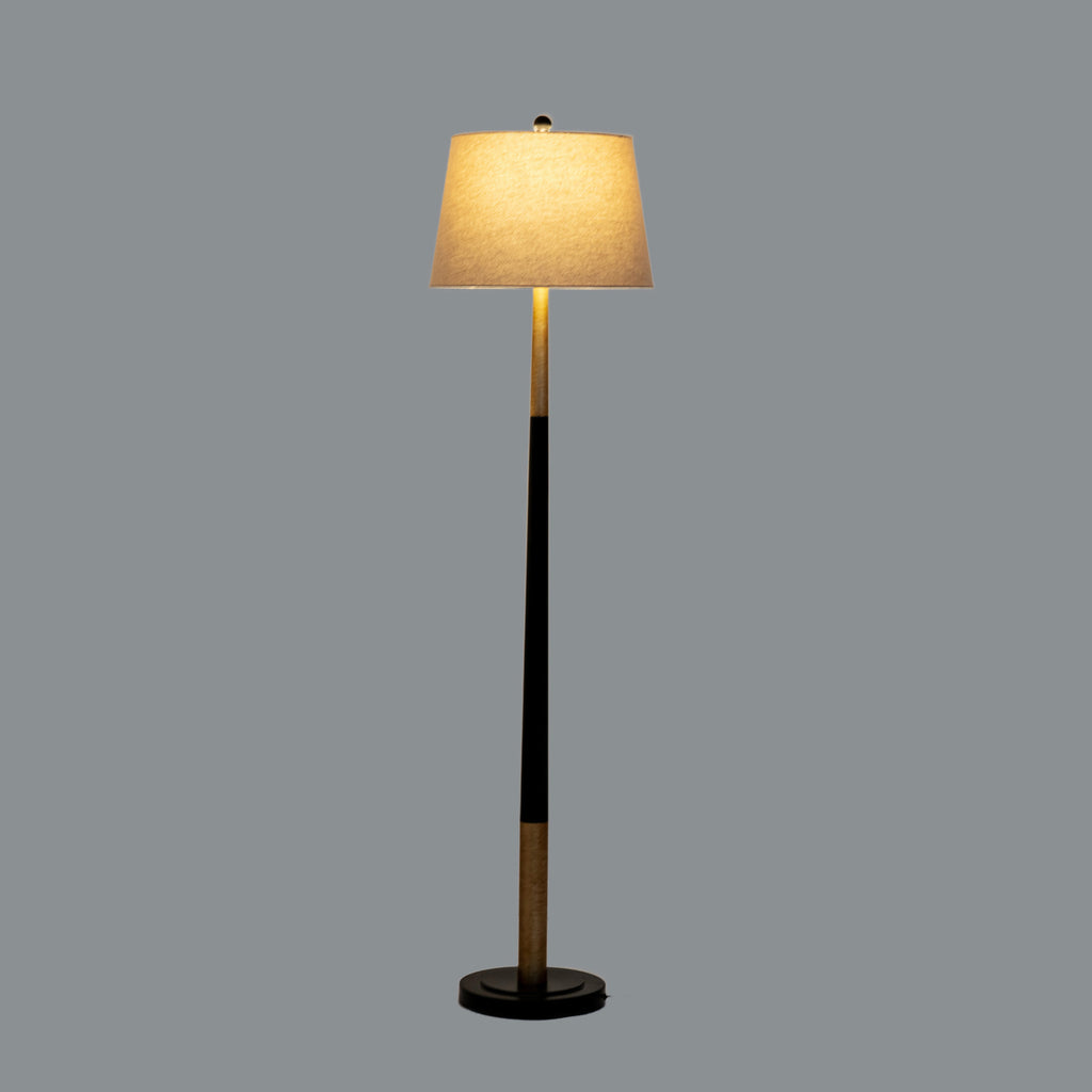 Rothley Black And Gold Floor Lamp With Grey Shade
