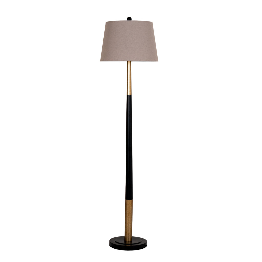 Rothley Black And Gold Floor Lamp With Grey Shade