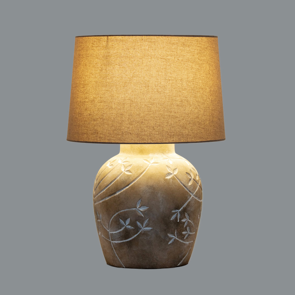 Carrshield Brown Ceramic Pot Table Lamp