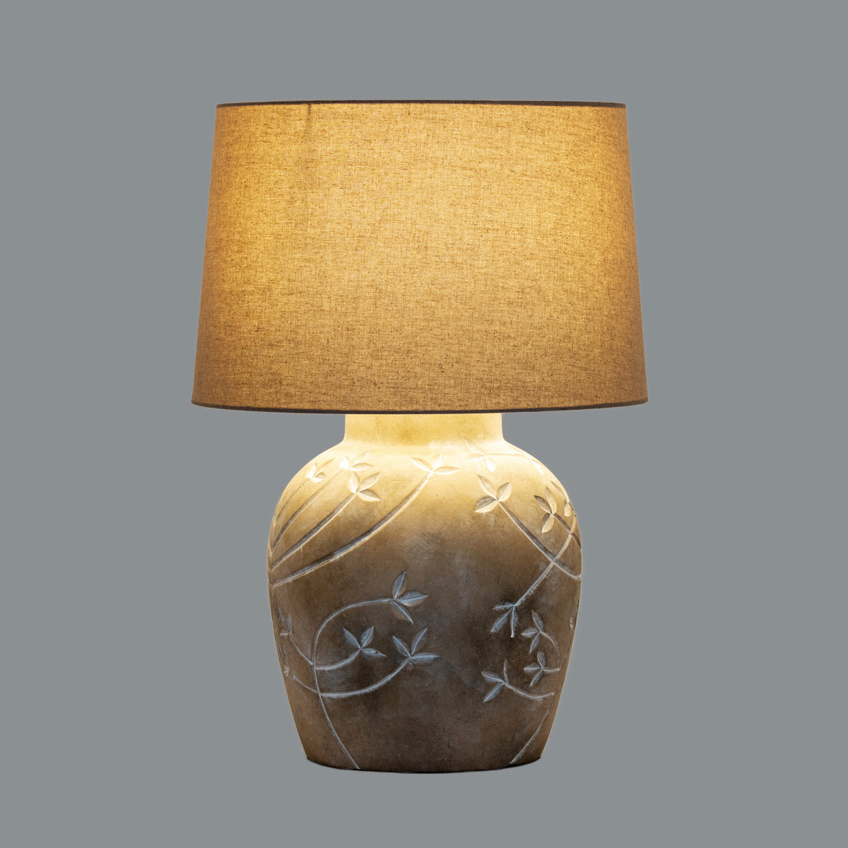Carrshield Brown Ceramic Pot Table Lamp
