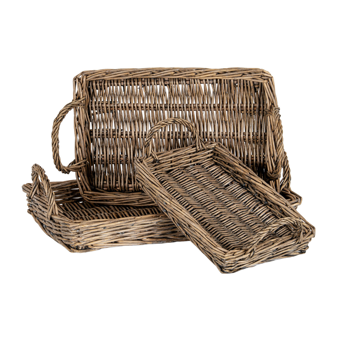 Styford Set of Three Rectangular Wicker Trays