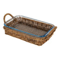 Colwell Glass Serving Dish With Wicker Tray