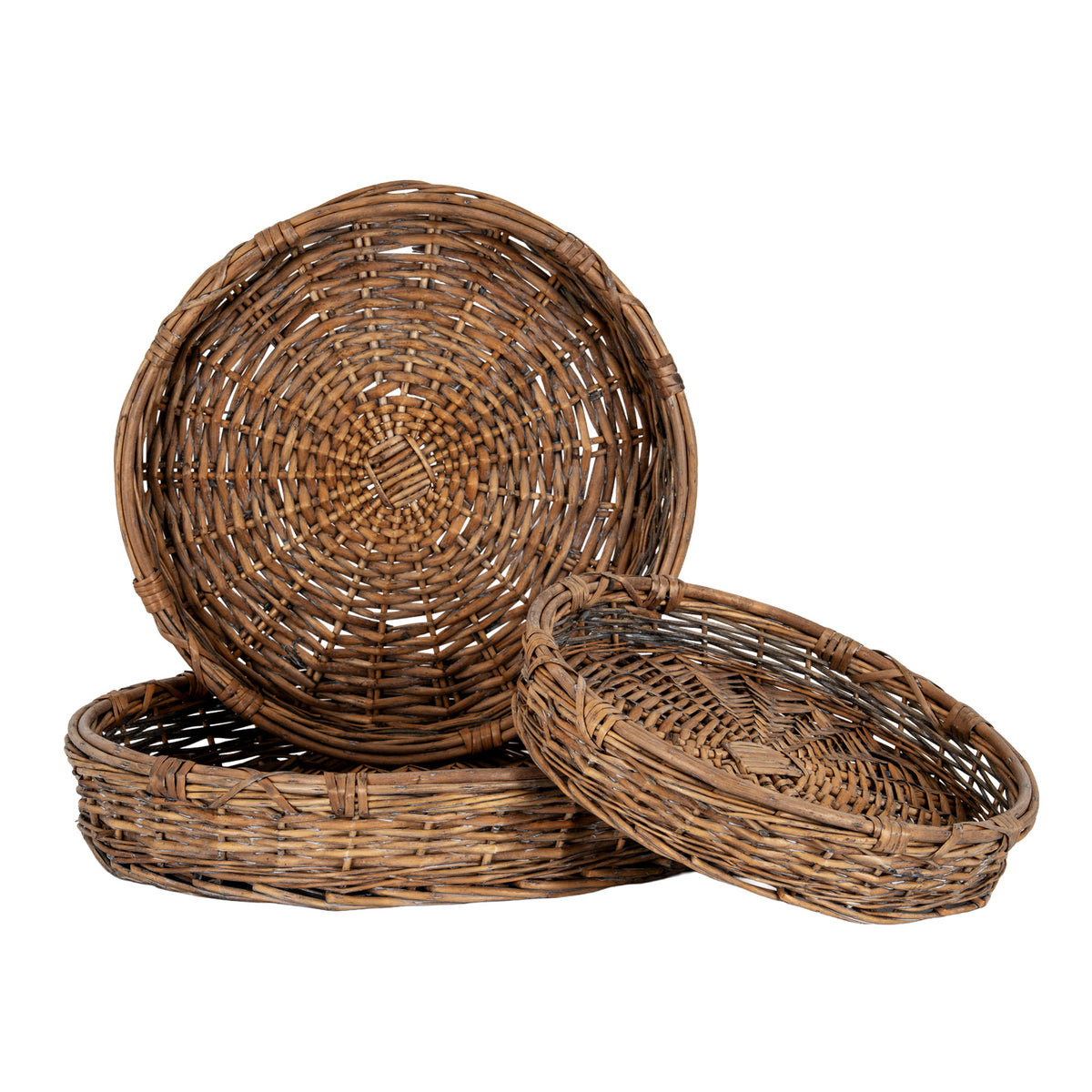 Ridley Set of Three Round Wicker Trays