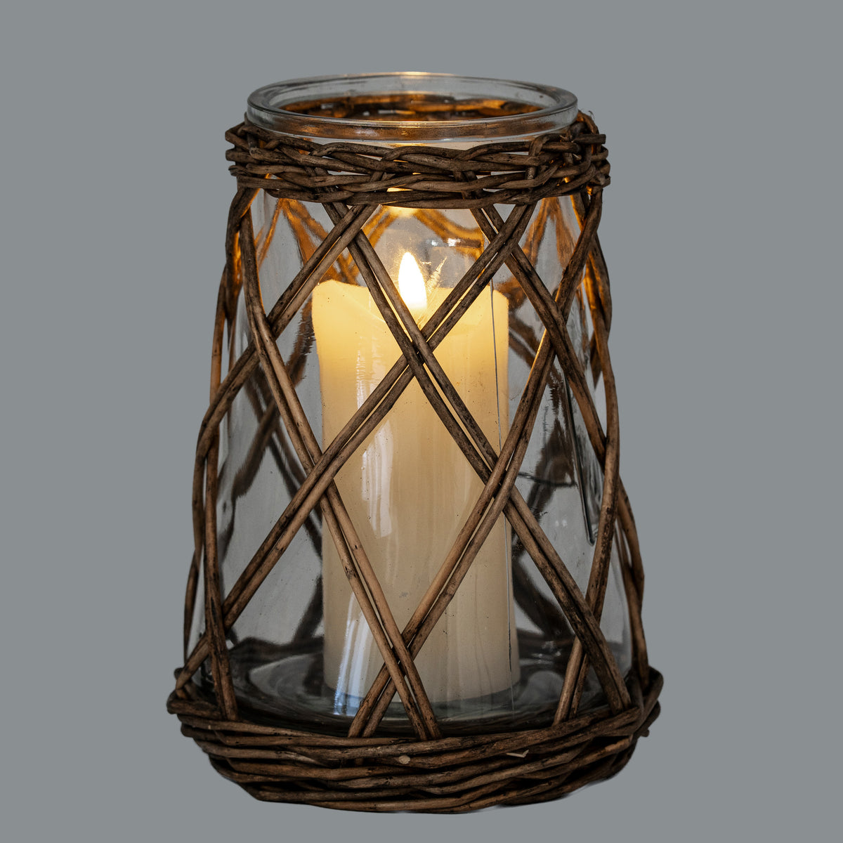 Rowfoot Large Wicker Pillar Lantern