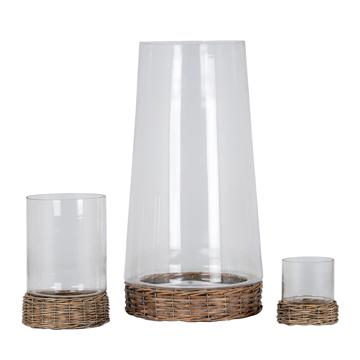 Kellah Hurricane Lantern With Wicker Tray
