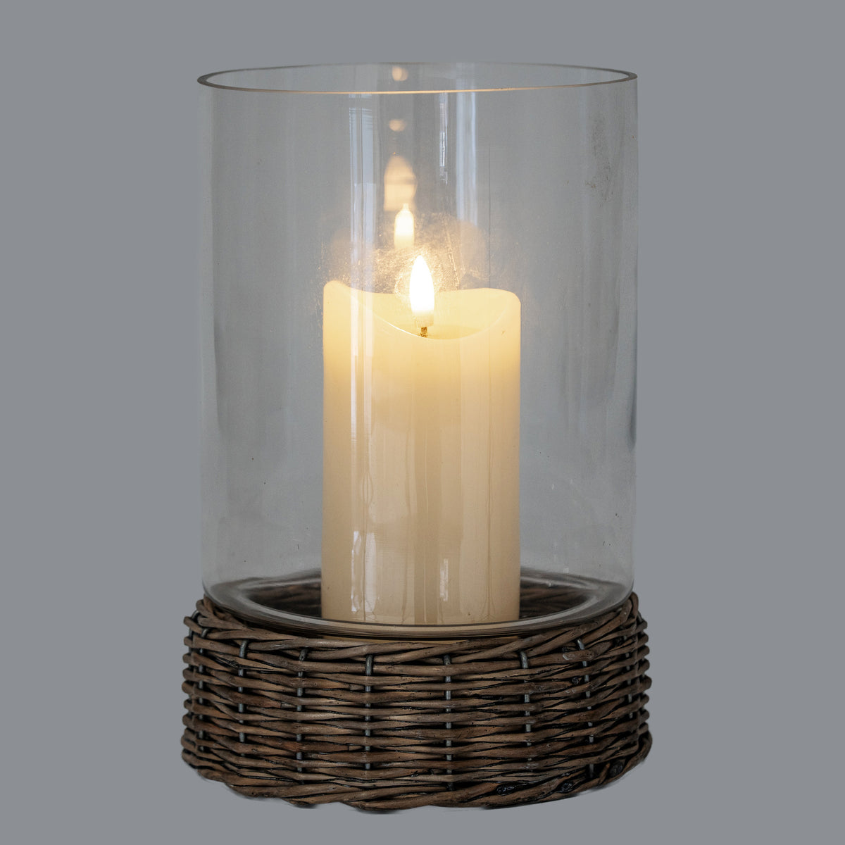 Kellah Hurricane Lantern With Wicker Tray